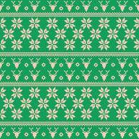 patroon Kerstmis geborduurd groen ornament. vector