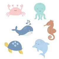 zee dieren in boho stijl. vector illustratie