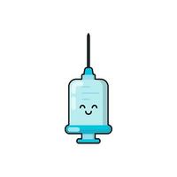 geneeskunde injectiespuit lapje, insigne, stickers logo. schattig grappig apotheek injector tekenfilm karakter icoon in Aziatisch Japans kawaii. vector medisch tekening.