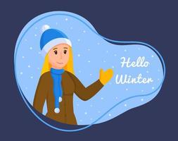 vector illustratie van een winter meisje. verkoudheid tijd van de jaar.