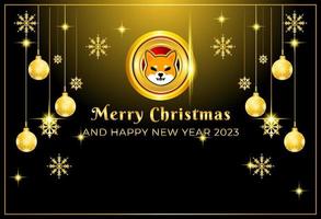 shiba inu cryptogeld Aan vrolijk Kerstmis en gelukkig nieuw jaar 2023 achtergrond vector