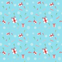 patroon van Kerstmis geschenk, snoep en sneeuwvlok Aan blauw achtergrond. vector