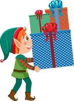 Kerstmis elf Holding geschenk dozen vector