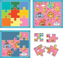 decoupeerzaag puzzel spel sjabloon vector