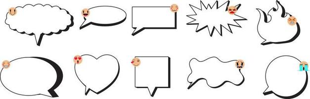 vector schattig tekst ballon met uitdrukking emoji