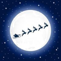 de kerstman claus gaat naar slee rendier in de achtergrond van de maan Bij nacht vector