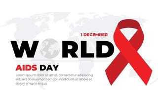 vector illustratie van hiv, wereld AIDS dag sjabloon voor u ontwerp. rood linten Aan de kaart van wereld embleem.