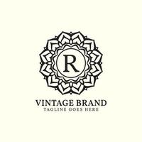 luxueus mandala wijnoogst brief r vector logo ontwerp