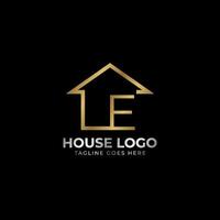 minimalistische brief e luxueus huis logo vector ontwerp voor echt landgoed, huis huur, eigendom middel