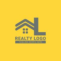 brief l dak huis vector logo ontwerp voor echt landgoed, eigendom tussenpersoon, onroerend goed huur, interieur en buitenkant bouwer