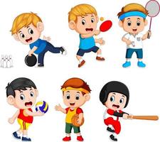 team sport- voor kinderen inclusief basketbal, basketbal, bowling, volleybal, badminton, tafel tennis vector