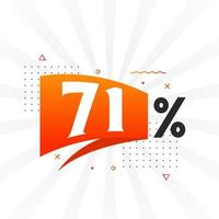 71 korting afzet banier Promotie. 71 procent verkoop promotionele ontwerp. vector