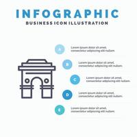 cultuur globaal hindoeïsme Indië Indisch Sri Lanka tempel lijn icoon met 5 stappen presentatie infographic vector