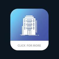 gebouw stad slaapzaal herberg hotel mobiel app knop android en iOS glyph versie vector