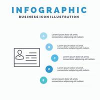 licentie naar werk licentie kaart identiteit kaart ID kaart lijn icoon met 5 stappen presentatie infographics backg vector