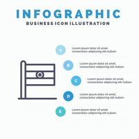 Indisch vlag teken dag lijn icoon met 5 stappen presentatie infographics achtergrond vector