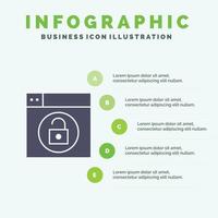 web ontwerp slot ontgrendelen solide icoon infographics 5 stappen presentatie achtergrond vector