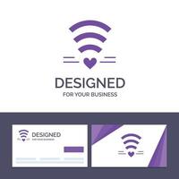 creatief bedrijf kaart en logo sjabloon Wifi liefde bruiloft hart vector illustratie