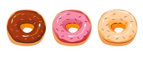 donuts in glazuur reeks geïsoleerd Aan een wit achtergrond. vector