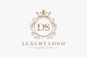 eerste ds brief Koninklijk luxe logo sjabloon in vector kunst voor restaurant, royalty, boetiek, cafe, hotel, heraldisch, sieraden, mode en andere vector illustratie.