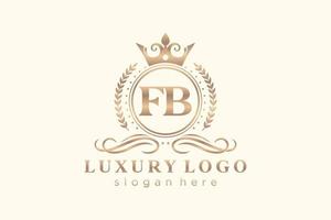 eerste fb brief Koninklijk luxe logo sjabloon in vector kunst voor restaurant, royalty, boetiek, cafe, hotel, heraldisch, sieraden, mode en andere vector illustratie.