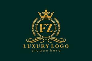 eerste fz brief Koninklijk luxe logo sjabloon in vector kunst voor restaurant, royalty, boetiek, cafe, hotel, heraldisch, sieraden, mode en andere vector illustratie.