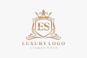 eerste es brief Koninklijk luxe logo sjabloon in vector kunst voor restaurant, royalty, boetiek, cafe, hotel, heraldisch, sieraden, mode en andere vector illustratie.