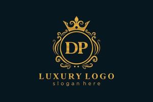 eerste dp brief Koninklijk luxe logo sjabloon in vector kunst voor restaurant, royalty, boetiek, cafe, hotel, heraldisch, sieraden, mode en andere vector illustratie.