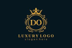 eerste Doen brief Koninklijk luxe logo sjabloon in vector kunst voor restaurant, royalty, boetiek, cafe, hotel, heraldisch, sieraden, mode en andere vector illustratie.