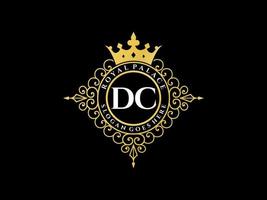 brief dc antiek Koninklijk luxe Victoriaans logo met sier- kader. vector