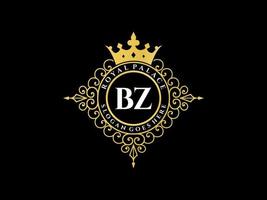 brief bz antiek Koninklijk luxe Victoriaans logo met sier- kader. vector