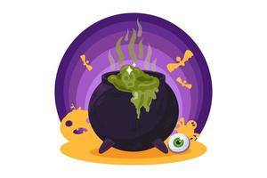 heks ketel met groen toverdrank. halloween symbool vector