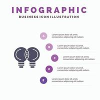 idee innovatie monteur denken solide icoon infographics 5 stappen presentatie achtergrond vector