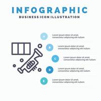 messing toeter instrument muziek- trompet lijn icoon met 5 stappen presentatie infographics achtergrond vector