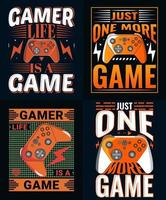 elegant gamer t-shirt en kleding modieus ontwerp bundel, een reeks van spel t-shirt ontwerp vector