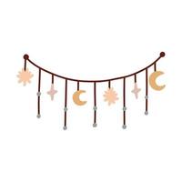 minimalistische hangende speelgoed- rammelaar voor slaapliedje. boho baby kinderkamer Scandinavisch neutrale decor element. baby douche minimalistische clip art voor pasgeboren vector