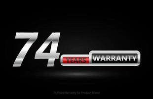 74 jaren garantie zilver logo geïsoleerd Aan zwart achtergrond, vector ontwerp voor Product garantie, garantie, onderhoud, zakelijk, en uw bedrijf.