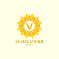 brief v zonnebloem warm en charmant vector logo ontwerp