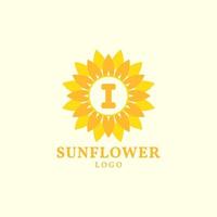 brief ik zonnebloem warm en charmant vector logo ontwerp