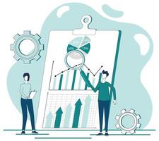 bedrijf investering.de concept van kantoor zakelijk.technologisch analyse.mensen zijn verloofd in analytics in bedrijf promotie.abstract wind illustratie in de stijl van hand- tekening. vector