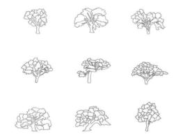 boom lijn kunst reeks illustratie schetsen vector