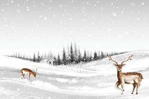 nieuw jaar en Kerstmis boom winter landschap achtergrond met rendieren vector