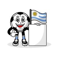mascotte tekenfilm Amerikaans voetbal Uruguay vlag met banier vector