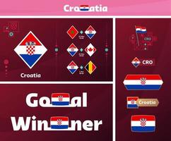 Kroatië nationaal team ontwerp media uitrusting grafisch verzameling. 2022 wereld Amerikaans voetbal of voetbal kampioenschap ontwerp elementen vector set. spandoeken, affiches, sociaal media uitrusting, Sjablonen, scorebord