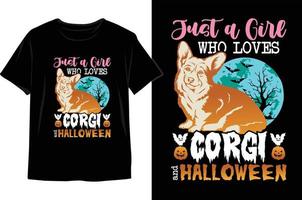 alleen maar een meisje wie liefdes corgi en halloween t overhemd ontwerp. vector