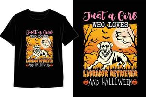 alleen maar een meisje wie liefdes labrador retriever en halloween halloween t overhemd ontwerp. vector