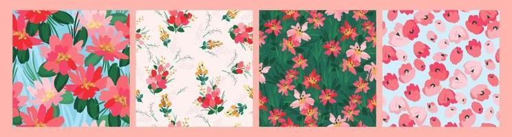 reeks van foral naadloos patronen. vector ontwerp voor papier, omslag, kleding stof, interieur decor en andere gebruik