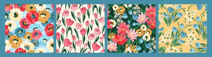 reeks van foral naadloos patronen. vector ontwerp voor papier, omslag, kleding stof, interieur decor en andere gebruik