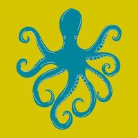 hand- getrokken Octopus. zeevruchten winkel logo, uithangbord, restaurant menu, vis markt, banier, poster ontwerp sjabloon. modieus vector illustratie. vlak ontwerp