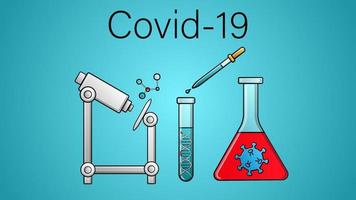 wetenschappelijk medisch studie van een vaccin tegen gevaarlijk dodelijk coronavirussen in een pandemisch epidemie, covid-19 microbe virussen gebruik makend van een microscoop en kolven in een laboratorium vector